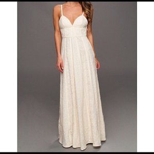 BCBG Maxazria Lourie Ivory Long Lace Maxi Dress